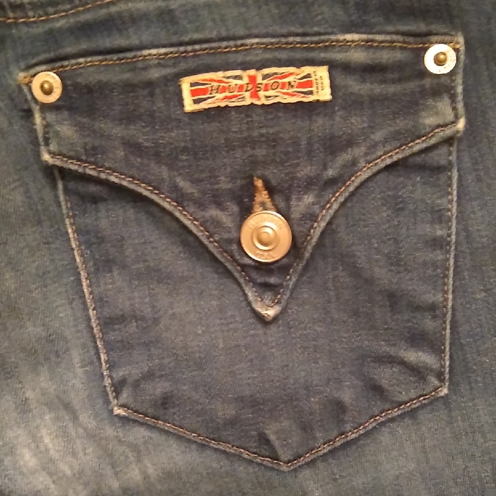 Hudson Skinny Jeans Dark Blue Denim with Silver Buttons, #26 - Picture 8 of 11